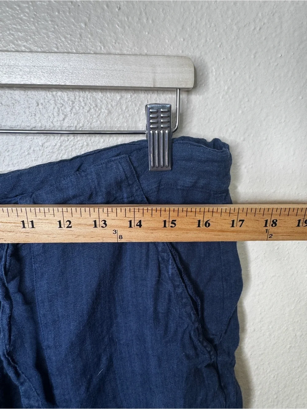 120% Lino Pants Women’s 48 Blue 100% Linen Crop Striped Relaxed Coastal Italian